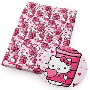 Hello Kitty Fabric Cartoon Anime Polyester Cotton Fabric By The Half Yard