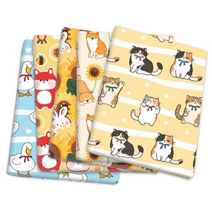Cute Animals Fabric Cartoon Anime Polyester Cotton Fabric By The Half Yard