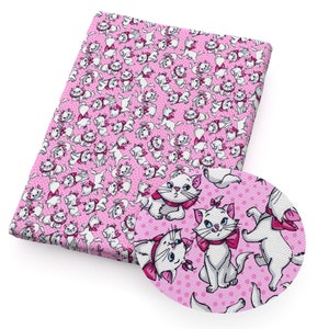 Marie Cat Fabric Aristocats Pink White-Furred Kitten Fabric Cartoon Anime Polyester Cotton Fabric By The Half Yard