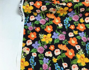 Bright Multicolor Flower Fabric 100% Cotton Fabric By The Half Yard