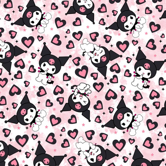 Sanrio Kuromi Fabric Cartoon Anime Polyester Cotton Fabric By The Half Yard