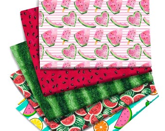 Watermelon Fabric Fruit themed Fabric Cartoon 100% Cotton Fabric By The Half Yard