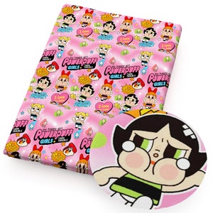 The Powerpuff Girls & Cry Baby Fabric Cartoon Anime Polyester Cotton Fabric By The Half Yard