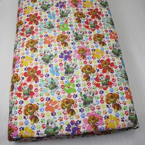 Paw Patrol Dogs Puppies Fabric Cartoon Anime Polyester Cotton Fabric By The Half Yard