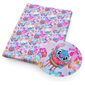 Stitch Fabric Lilo & Stitch Fabric Blue Koala Fabric Cartoon Anime Cotton Fabric By The Half Yard