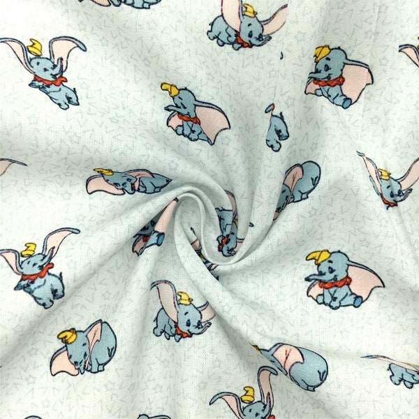 Tissu Disney Dumbo, éléphant volant, Timothy, tissu en coton et Polyester, dessin animé, au demi-mètre