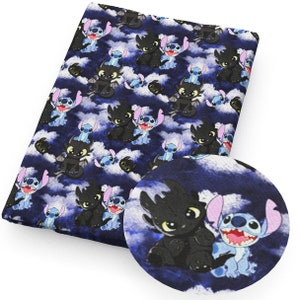 Stitch and Toothless Fabric Lilo & Stitch Fabric Blue Koala Fabric Cartoon Anime Cotton Fabric By The Half Yard