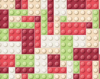 Colorful Building Brick Cotton Fabric By The Half Yard