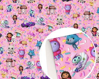 Dollhouse Fabric Cat Fabric Kitty Fabric Cartoon Anime Polyester Cotton Fabric By The Half Yard