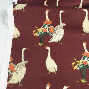 Vintage Goose Floral Fabric Cartoon 100% Cotton Fabric By The Half Yard image 5