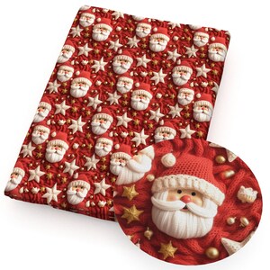 Christmas Red Santa Claus Fabric 3D Flat Print Cartoon Anime Polyester Cotton Fabric By The Half Yard