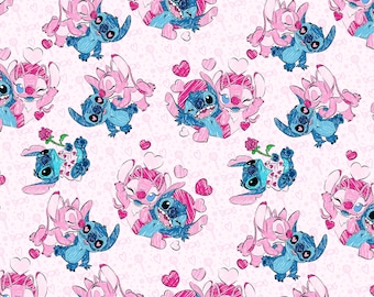 Stitch Fabric Lilo & Stitch Fabric Blue Koala Fabric Cartoon 100% Cotton Fabric By The Half Yard