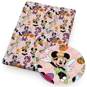 Halloween Mickey Mouse Fabric Cartoon Anime Polyester Cotton Fabric By The Half Yard