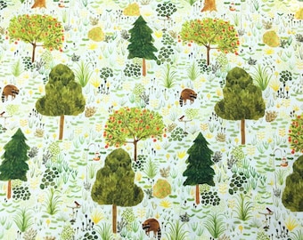 Forest Animal Fabric Cartoon 100% Cotton Fabric By The Half Yard
