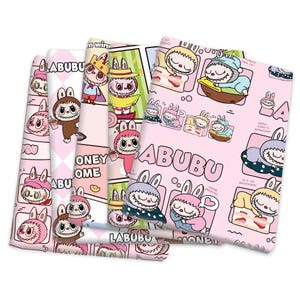 Labubu Fabric Cartoon Anime Polyester Cotton Fabric By The Half Yard