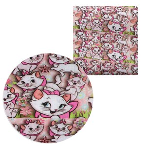 Marie Cat Fabric Aristocats Pink White-Furred Kitten Fabric Cartoon Anime Polyester Cotton Fabric By The Half Meter