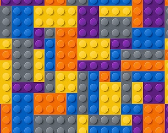 Colorful Building Brick Cotton Fabric By The Half Yard