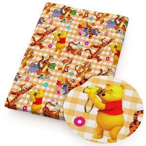 Winnie the Pooh & Friends Fabric Disney Fabric Tigger Piglet Eeyore Cartoon Anime Cotton Fabric By The Half Yard