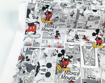 Tessuto a fumetti Disney Topolino, tessuto in cotone al 100%, al metro quadrato