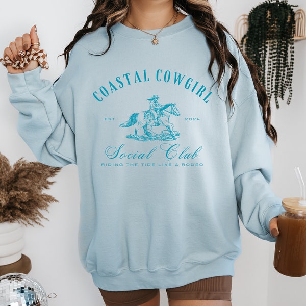 Coastal Cowgirl Sweatshirt Horse Sweatshirt Beachy Sweatshirt Gift Social Club Sweatshirt