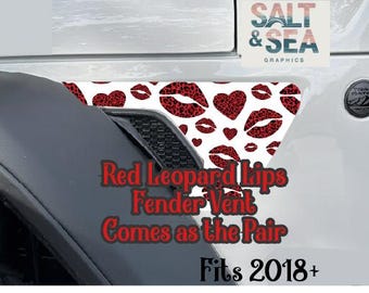 Red Lips Leopard Spots Custom Printed Fender Vent Decal for 2018+ JL