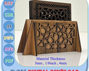 Wooden Coaster Laser Cutting File for 3mm 1/8inch 4mm Thickness Svg Dxf Ai Template