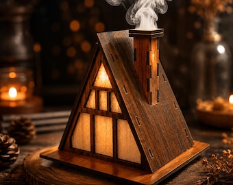 Laser Cut Wooden Incense Burner Box 3mm 4mm 1/8inch Thickness, Wooden Back flow Incense Cone Burner Svg Dxf Ai , Yoga Gift, mothers Day Gift