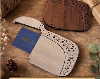 Laser Cut Wooden Gift Card Holder with Lock, 3mm 4mm 1/8inch Gift Card Holder Svg Dxf Ai Template