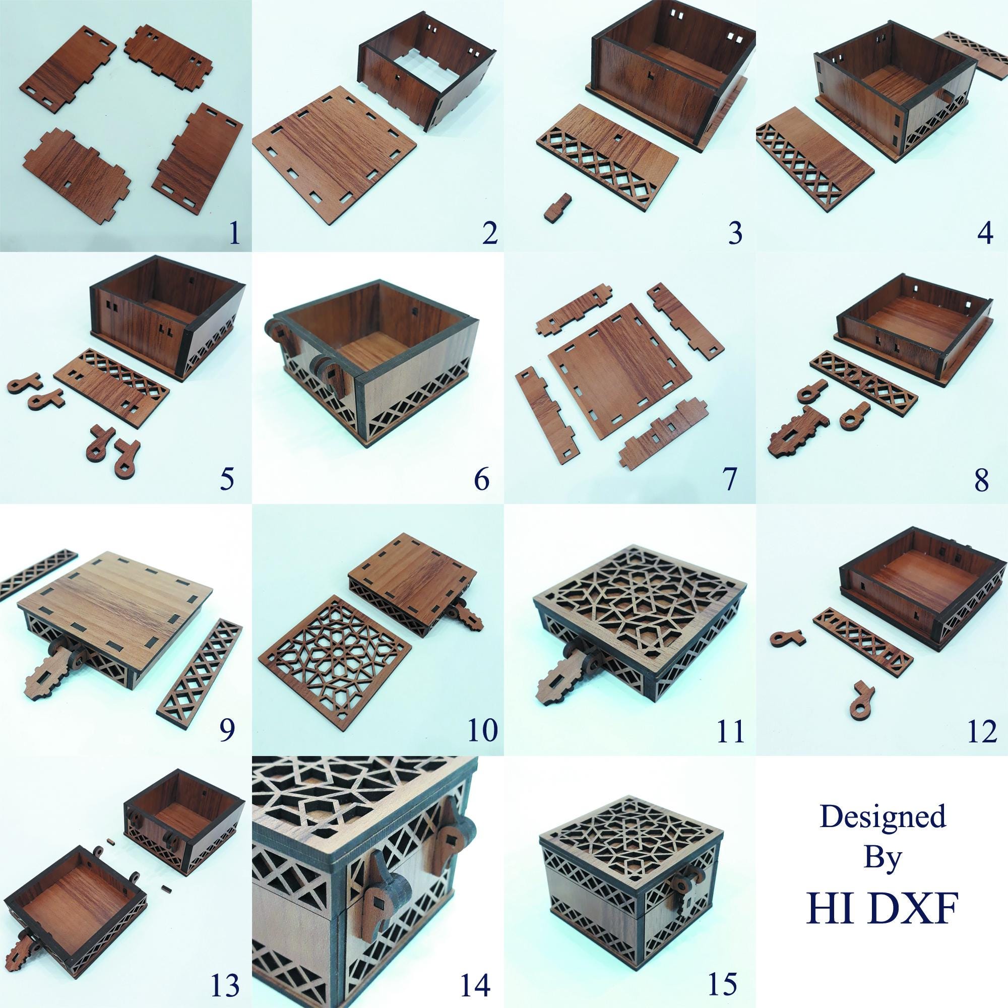 Laser Cut Wooden Gift Box With Lid and Hinge for 3mm 4mm 1/8inch Svg ...
