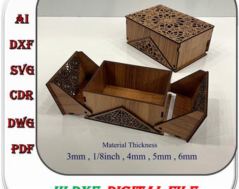 Laser geschnittene Geschenkbox aus Holz für 3 mm, 1/8 Zoll, 4 mm, 5 mm, 6 mm Dicke, Weihnachtsgeschenkbox Laser Cut Vorlage