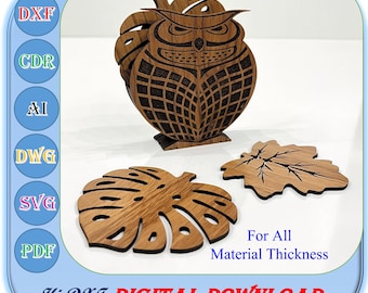 Wooden Coaster Laser Cut File Owl Shape For All Material Thickness Svg Dxf Ai Digital File