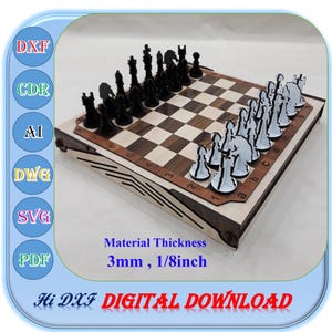 Laser Cut Chest Board Game, 3mm 1/8inch Chess Game Svg Dxf Ai Laser Template
