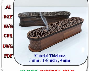 Wooden Incense Stick with Ash Catcher Holder Laser Cut File, 3mm 4mm 1/8inch Incense Holder Svg Dxf Ai