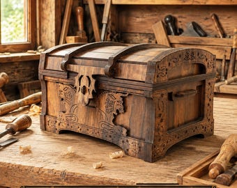 Laser Cut Treasure Chest Template, 3mm 1/8inch 4mm Wooden Chest Svg Dxf Ai Cutting Files