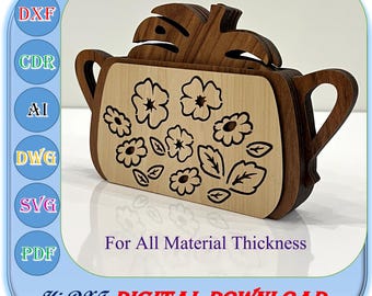 Laser Cut Coffee Coaster Leaf Shape 3mm 1/8inch 4mm Thickness Svg Dxf Ai, Wooden Tea Coaster Template