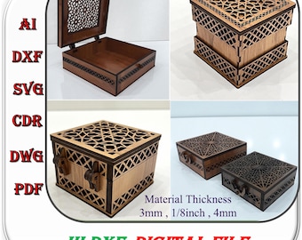 Wooden Laser Cutting Box Bundle of 4 Products for 3mm 1/8inch 4mm Thickness