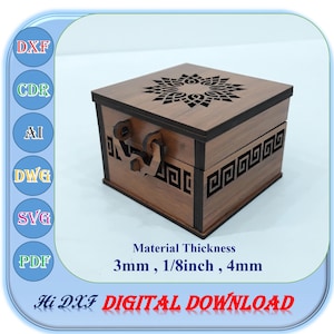 Wooden Gift Box Laser Cut File for 3mm 1/8inch 4mm Material Thickness, Gift Box Svg Dxf Ai Template