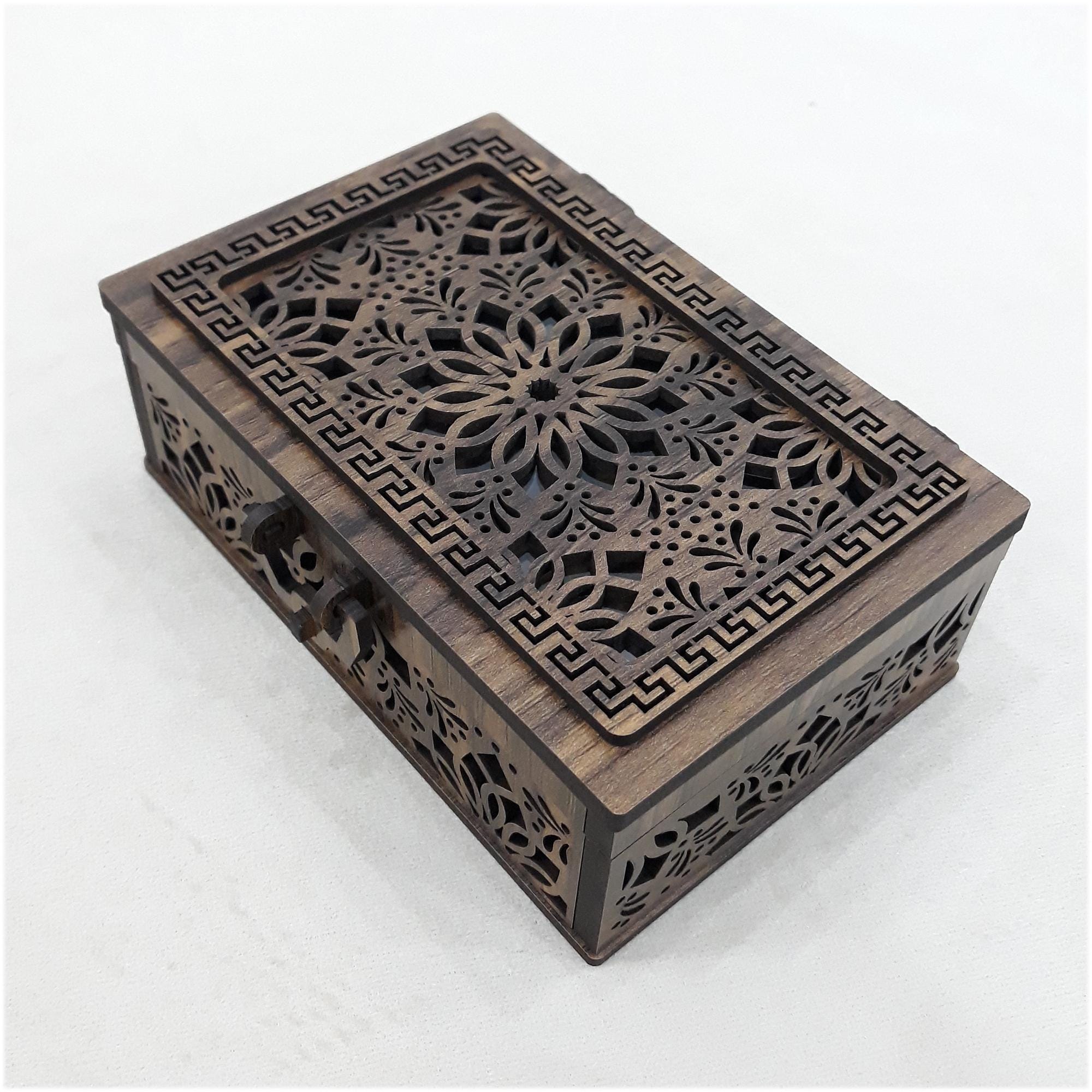 Wooden Gift Box With Flap Lid and Lock Laser Cut File Svg Dxf Ai ...