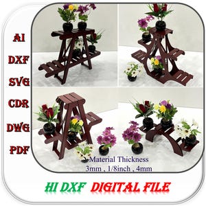 Laser Cut Flower Stand Bundle of 4 Product 3mm 1/8inch 4mm Thickness, Vase Holder Template Svg Dxf Ai Digital Download