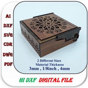 レーザーカットギフトボックス（2種類のサイズ、厚さ3mm、1/8インチ、4mm）ギフトボックスSVG Dxf Aiテンプレート
