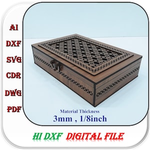 Wooden Jewelry and Gift Box Laser Cutting File for 3mm 1/8inch Svg Dxf Ai Template