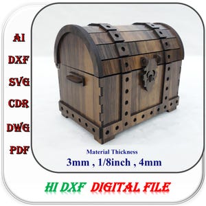 Laser Cut Wooden Jewelry chest for 3mm 1/8inch 4mm Material Thickness Svg Dxf Ai Files