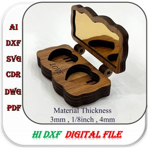 Laser Cut Wedding Ring Box Holder 3mm 1/8inch 4mm Svg Dxf Ai Template