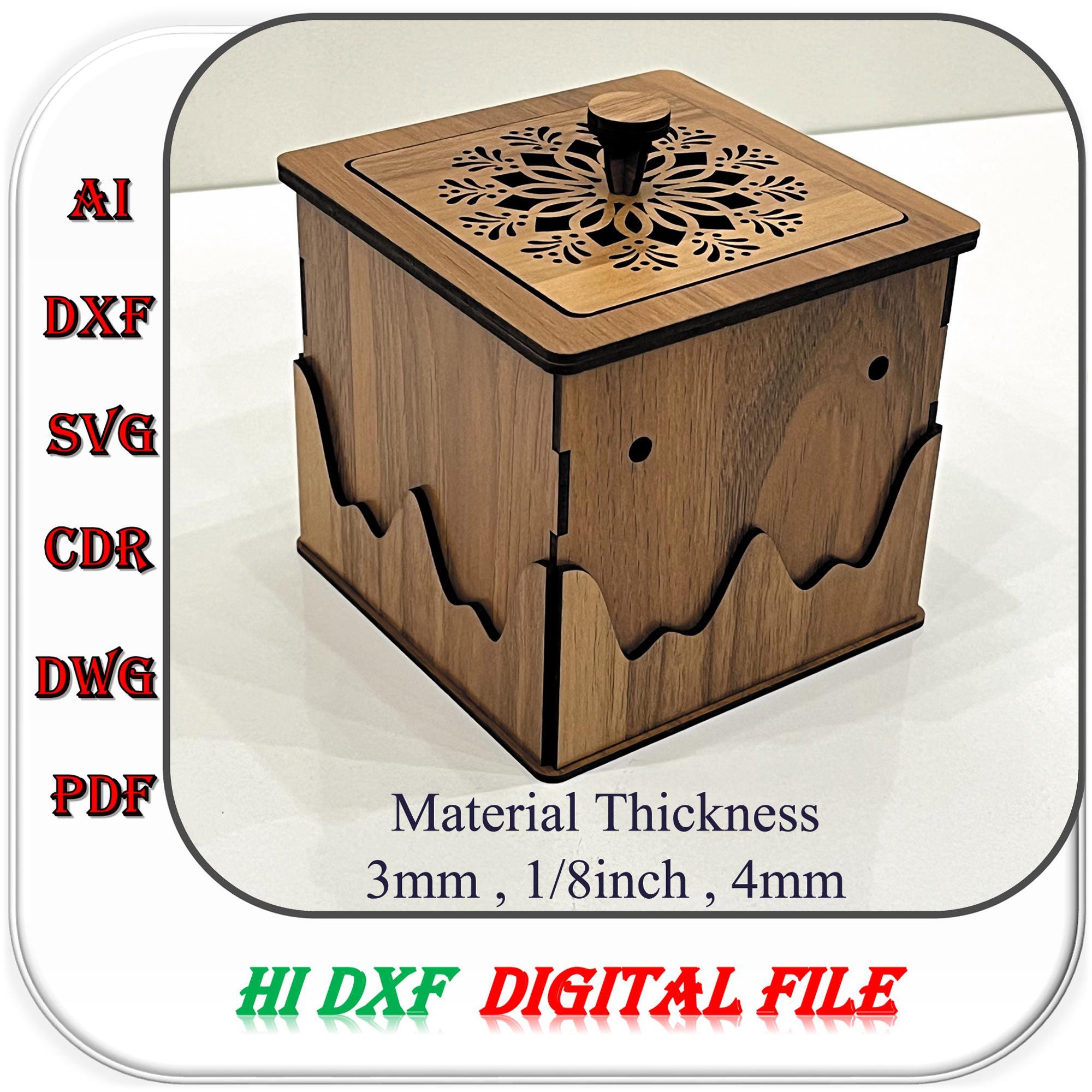 Laser Cut Box With Lid Template SVG DXF AI (digital Download) - Etsy