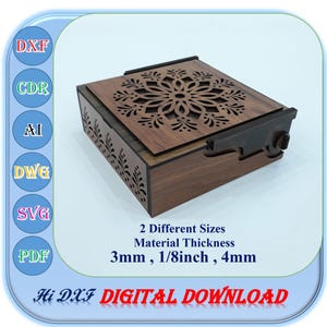 Laser Cut Gift Box in 2 Different Sizes for 3mm 1/8inch 4mm Material Thickness, Gift Box Svg Dxf Ai Template