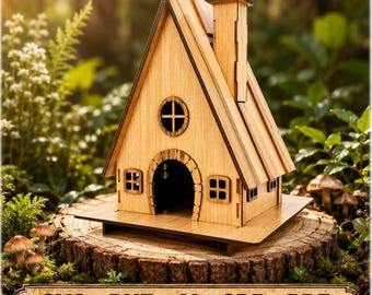 Laser Cut Bird House Rustic Cottage Shape 3mm 4mm 1/8inch Material Thickness, Wooden Bird House Svg Dxf Ai Cutting File