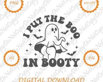 I Put The Boo In Booty | Halloween Booty Svg | Halloween Sweatshirt | Retro Svg | Svg Files For Cricut | Halloween Shirt | Halloween Gift