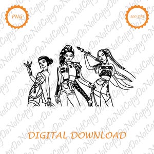 Huntrix SVG Digital Download, Kpop Demon Hunters Cut File, Instant Download PNG for T-shirt Design & Crafts