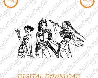 Huntrix SVG Digital Download, Kpop Demon Hunters Cut File, Instant Download PNG for T-shirt Design & Crafts