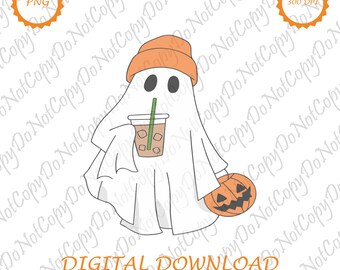 Halloween Ghost Latte Png | Horror Coffee Png | Digital Download | Pumpkin Coffee Png | Fall Coffee Png | Stay Spooky Png